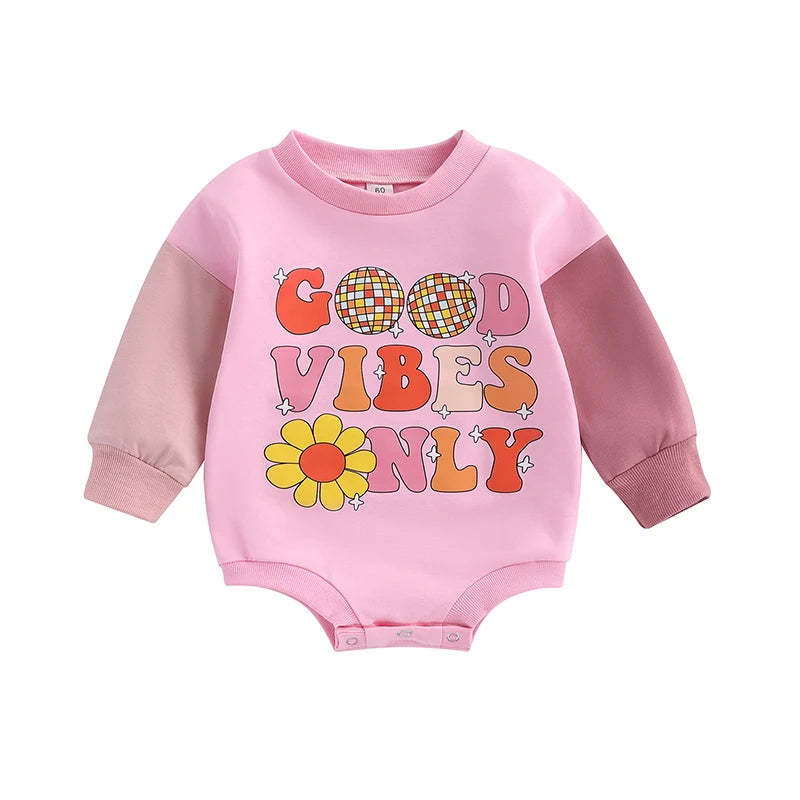 Floral Letter Print Long Sleeve Bodysuit