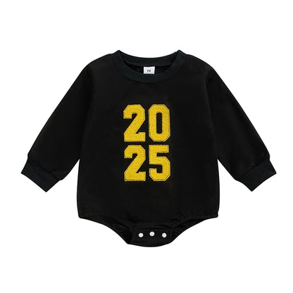 Letter Embroidery Long Sleeve Bodysuits