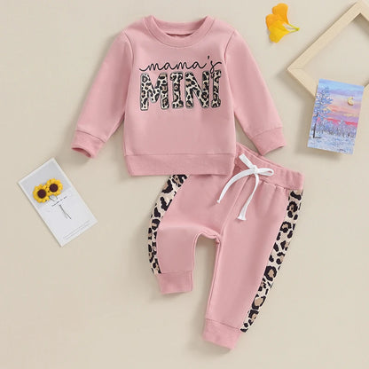 Letter & Leopard Print Pullover Strap Pants