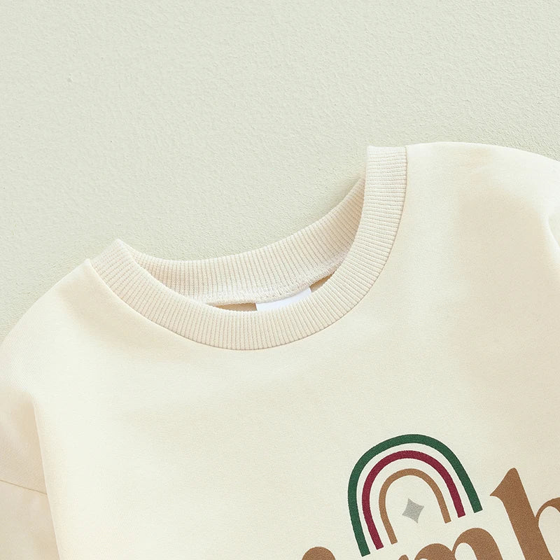 Rainbow Letter Print Long Sleeve Bodysuits