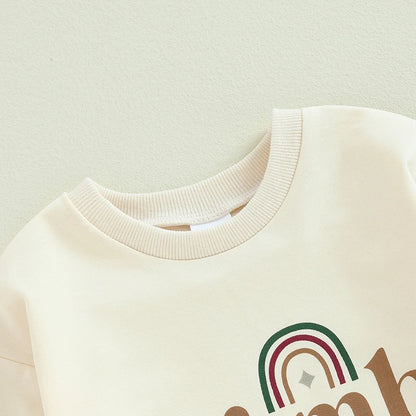 Rainbow Letter Print Long Sleeve Bodysuits