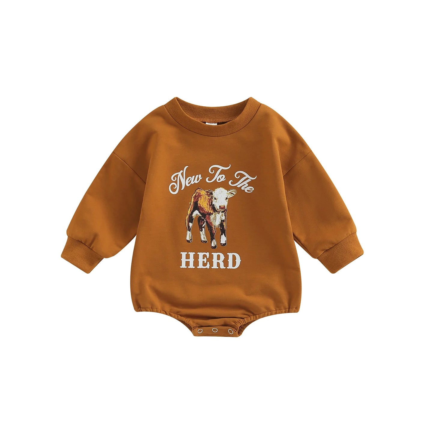 Cow Print Long Sleeve Round Neck Bodysuit
