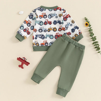 Print Sweatshirt with Elastic Waist Sweatpants