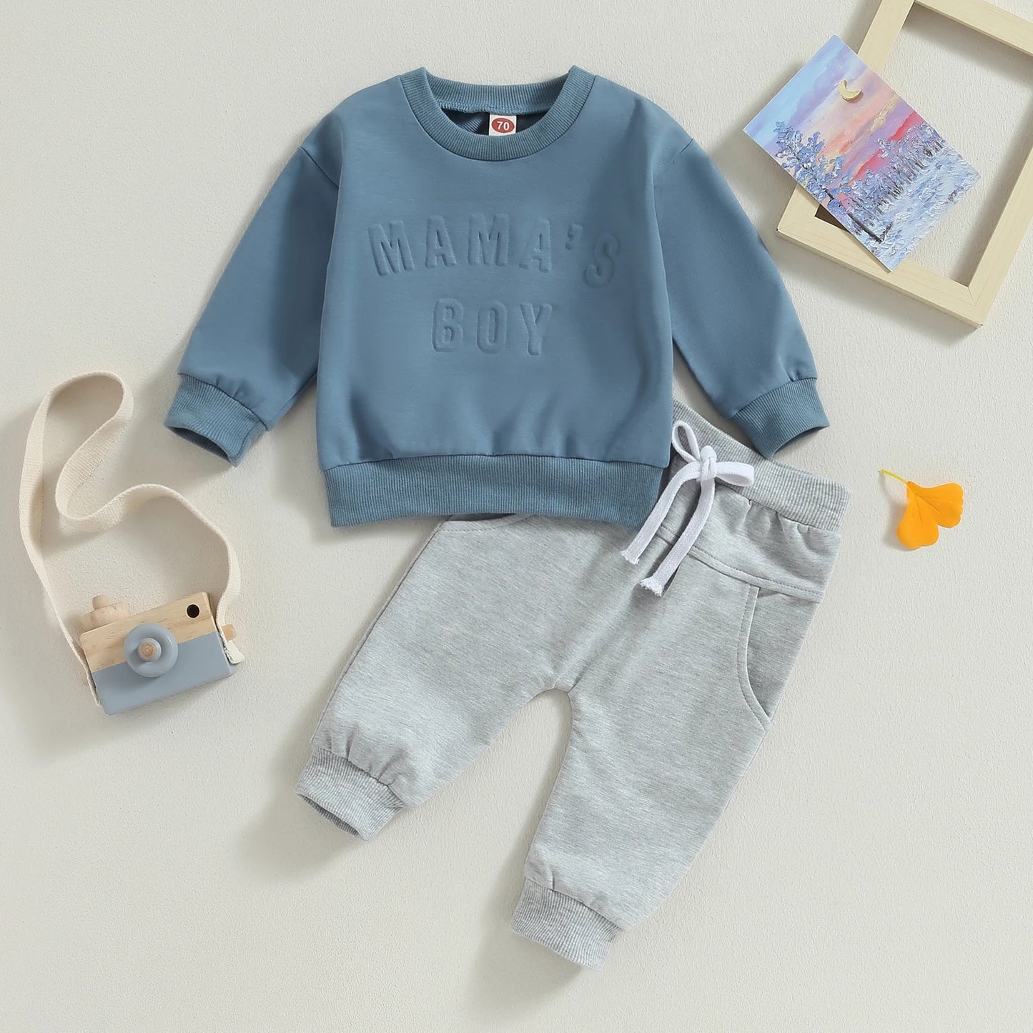 Sweatshirts Tops Elastic Waist Pants Set