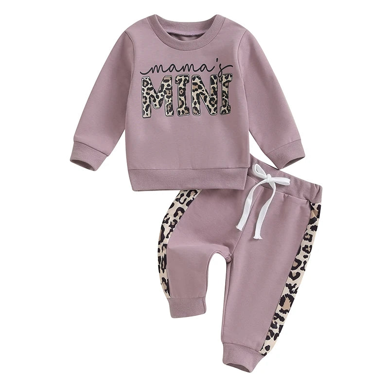 Letter & Leopard Print Pullover Strap Pants