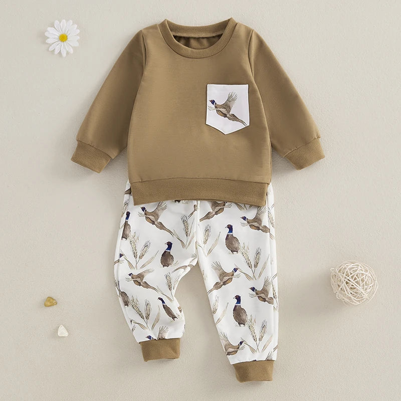Sweatshirt Elastic Waist Pants with Pockets