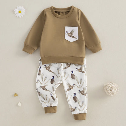 Sweatshirt Elastic Waist Pants with Pockets