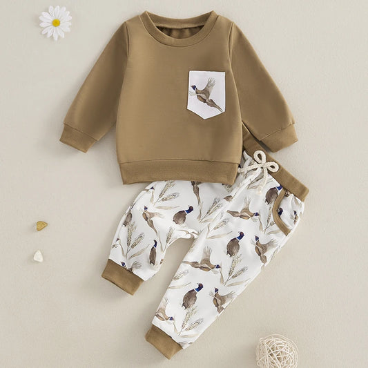 Sweatshirt Elastic Waist Pants with Pockets