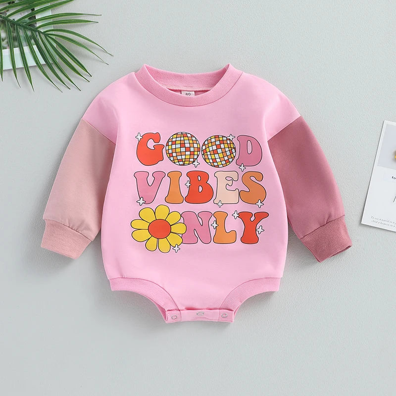 Floral Letter Print Long Sleeve Bodysuit