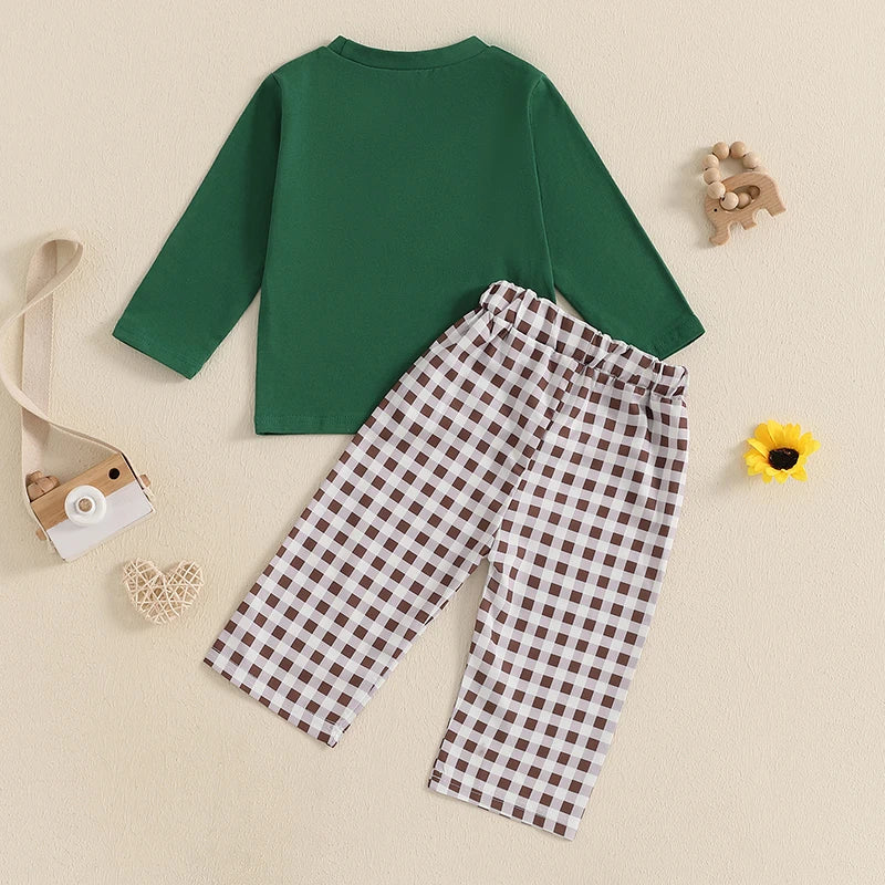 Duck T-shirt with Plaid Pants Clothing Set