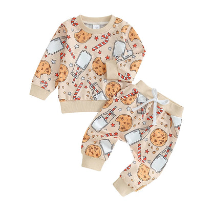 Cookie Cane Sweatshirt Elastic Pants Set