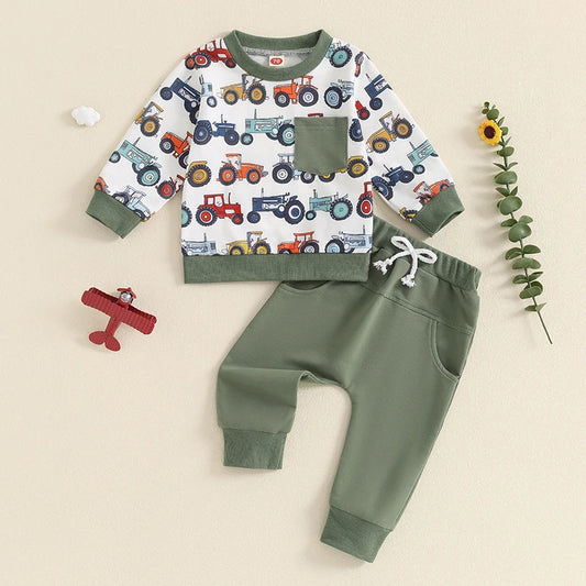 Print Sweatshirt with Elastic Waist Sweatpants