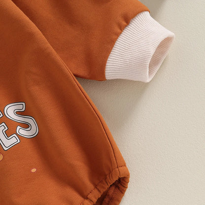 Crew Neck Letters Tree Print Fall Bodysuit
