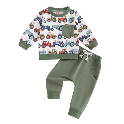 Print Sweatshirt with Elastic Waist Sweatpants