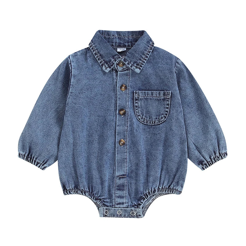 Long Sleeve Lapel Collar Solid Color Bodysuit
