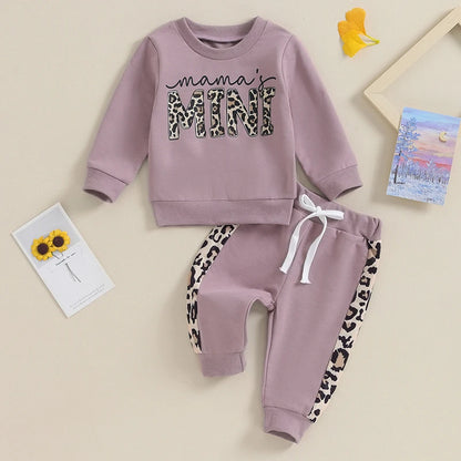 Letter & Leopard Print Pullover Strap Pants