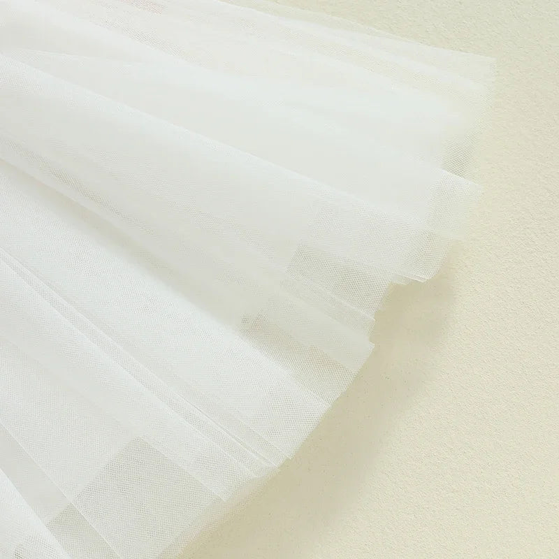Long Sleeve Sweatshirt Elastic Waist Tulle Skirt
