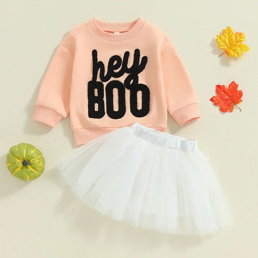 Long Sleeve Sweatshirt Elastic Waist Tulle Skirt