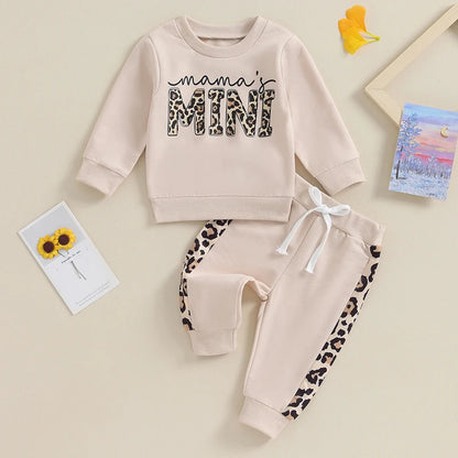 Letter & Leopard Print Pullover Strap Pants