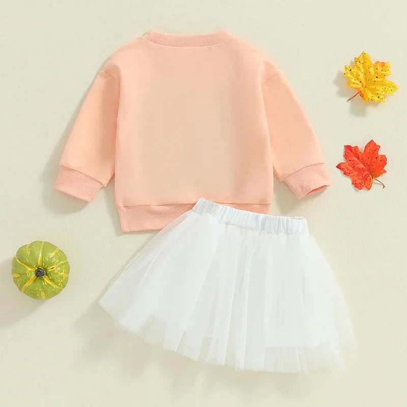 Long Sleeve Sweatshirt Elastic Waist Tulle Skirt