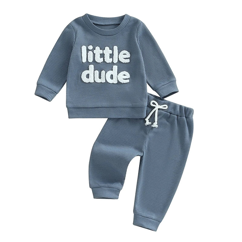 Sweatshirt with Elastic Waist Solid Pants Set