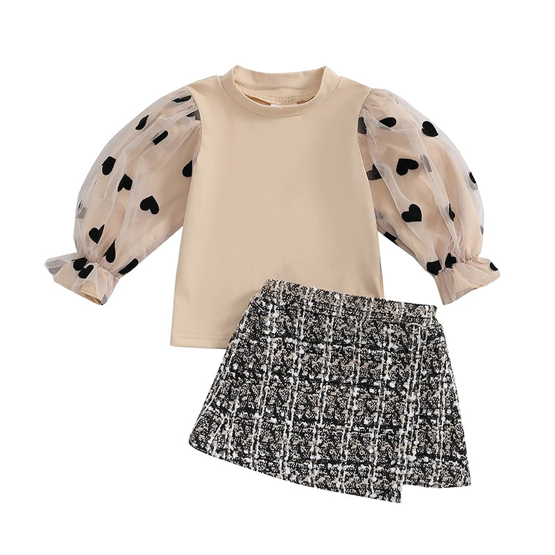 Long Sleeve Tops and Plaid Mini Skirts