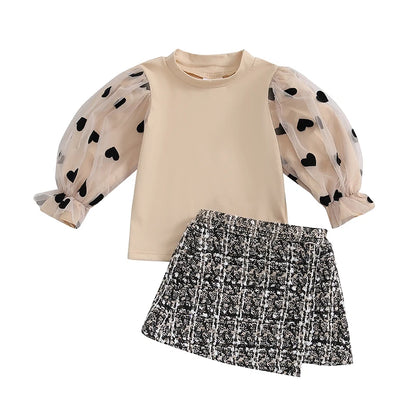 Long Sleeve Tops and Plaid Mini Skirts