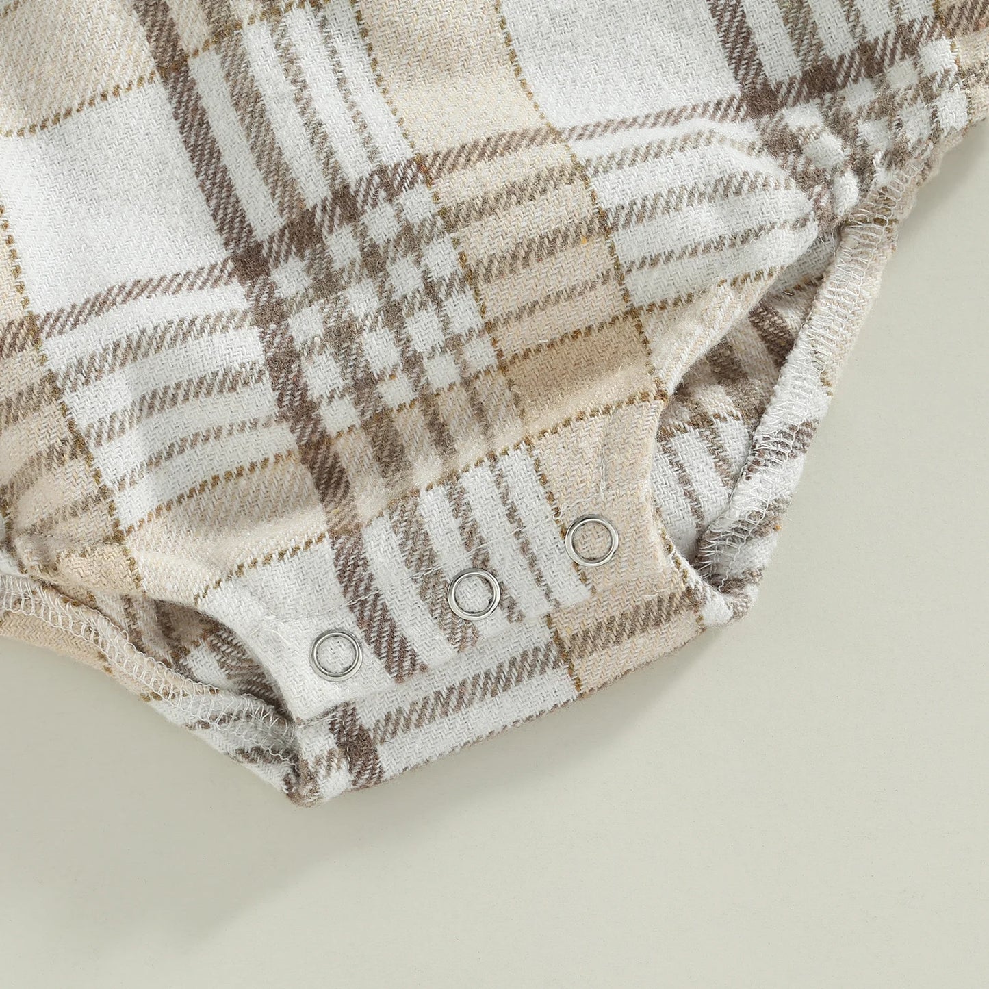 Vintage Plaid Pattern Bodysuit with Pockets