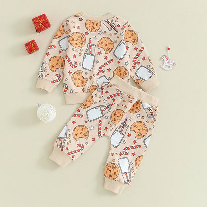 Cookie Cane Sweatshirt Elastic Pants Set