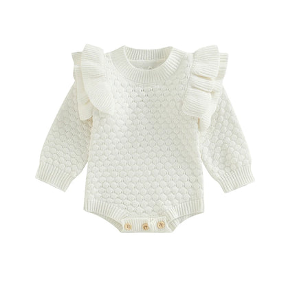 Knit Ruffle Warm Long Sleeve Bodysuit