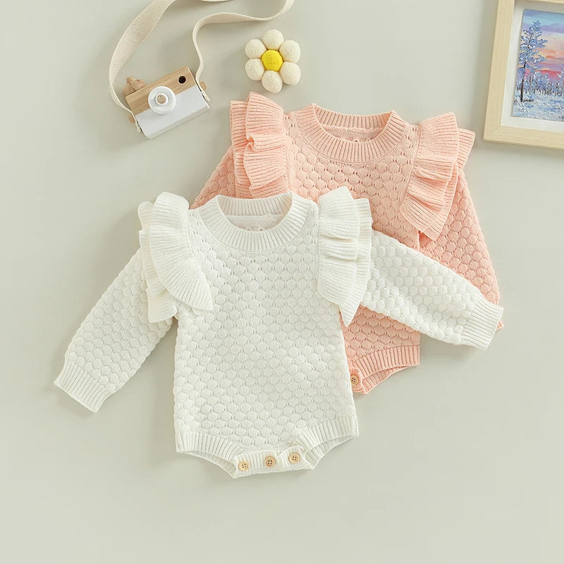 Knit Ruffle Warm Long Sleeve Bodysuit