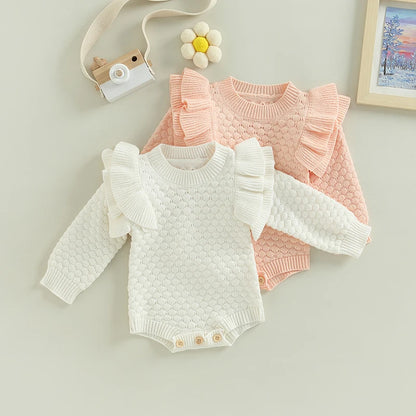 Knit Ruffle Warm Long Sleeve Bodysuit