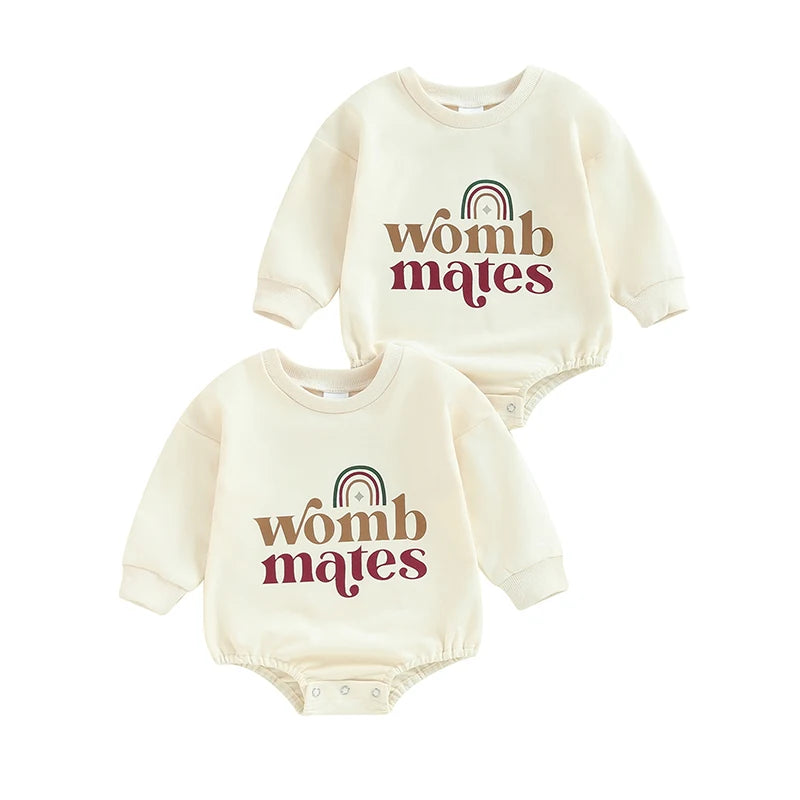 Rainbow Letter Print Long Sleeve Bodysuits