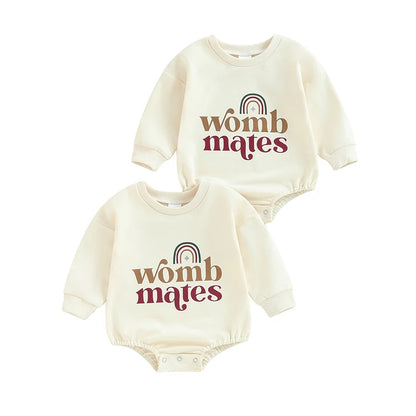 Rainbow Letter Print Long Sleeve Bodysuits