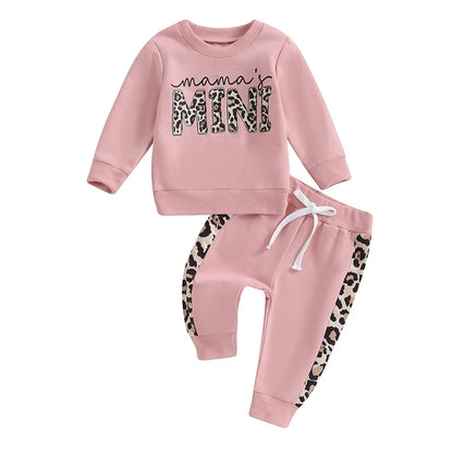 Letter & Leopard Print Pullover Strap Pants