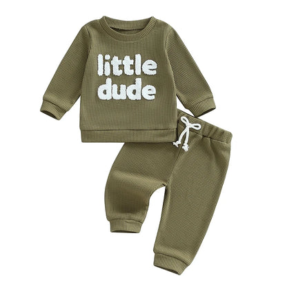 Sweatshirt with Elastic Waist Solid Pants Set
