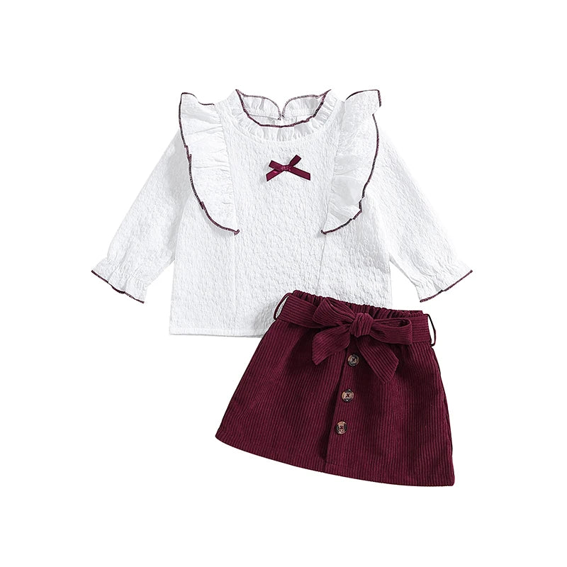 Solid Color Button Skirt with Belt