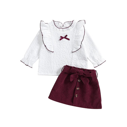 Solid Color Button Skirt with Belt