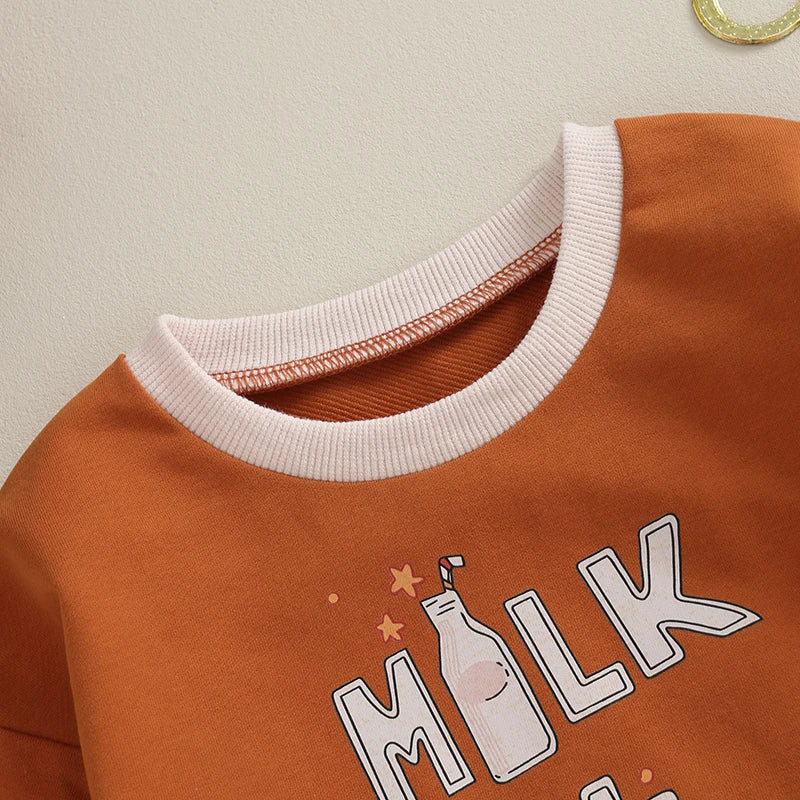 Crew Neck Letters Tree Print Fall Bodysuit