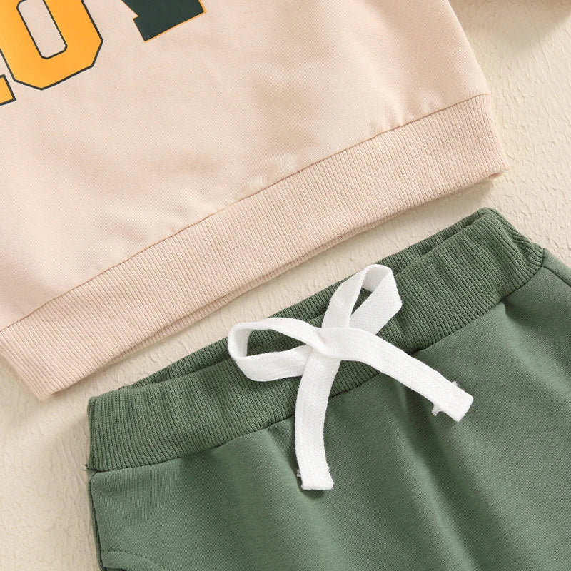 Letter Print Sweatshirt with Elastic Waist Pants