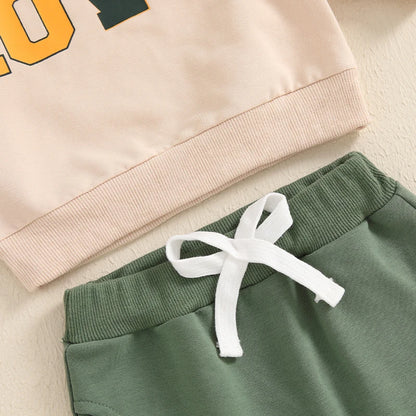 Letter Print Sweatshirt with Elastic Waist Pants