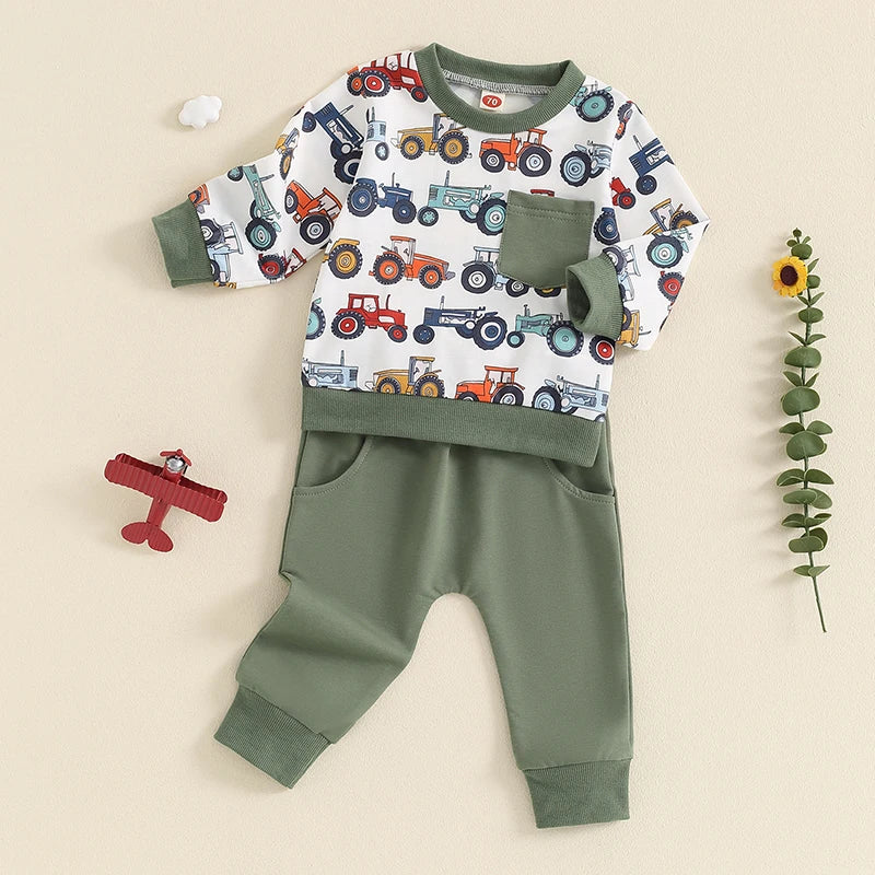 Print Sweatshirt with Elastic Waist Sweatpants