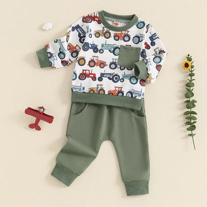 Print Sweatshirt with Elastic Waist Sweatpants
