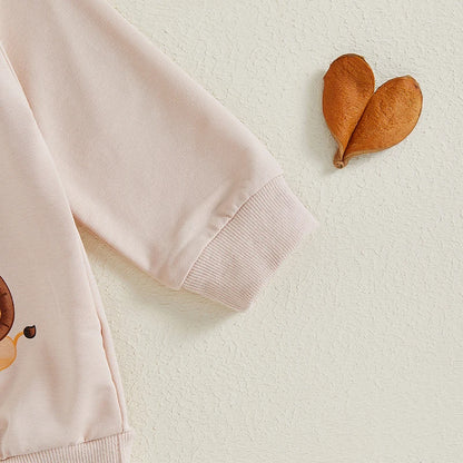 Long Sleeve Sweatshirt Elastic Waist Pants Set