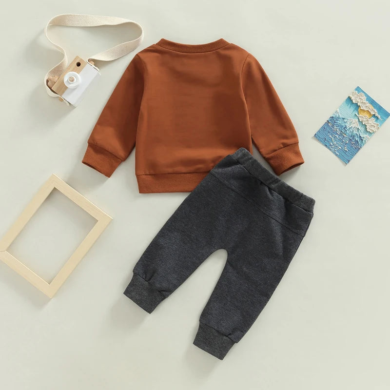 Long Sleeve Letter Printed Top Solid Pants