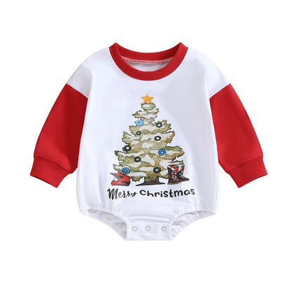 Crew Neck Letters Tree Print Fall Bodysuit