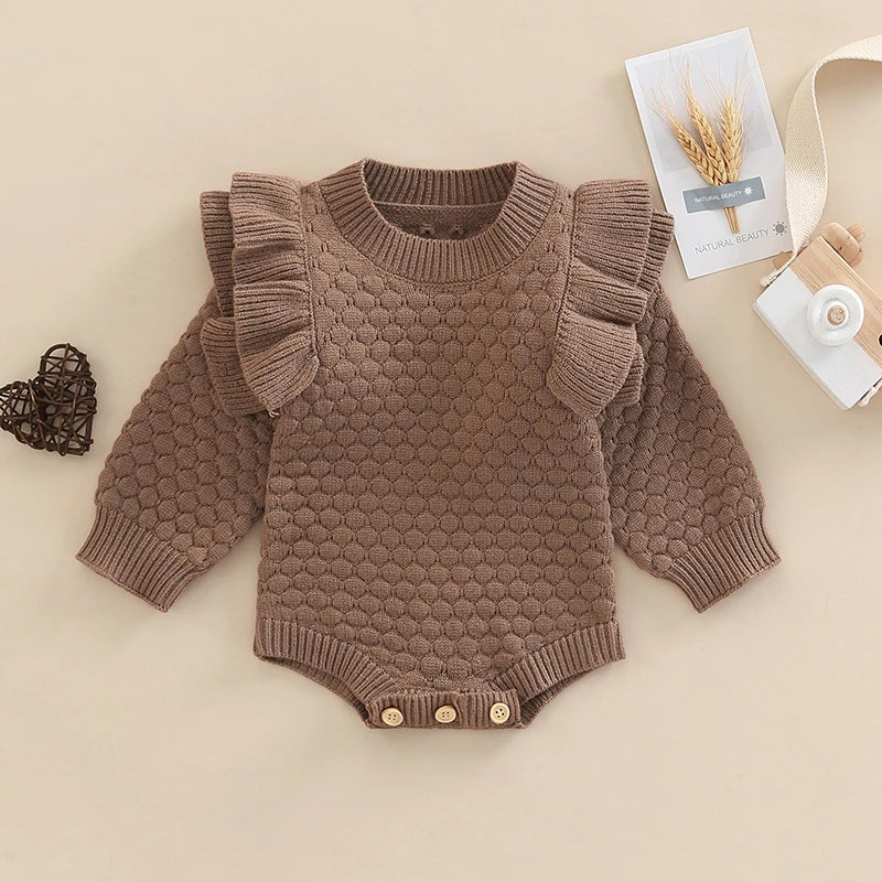 Knit Ruffle Warm Long Sleeve Bodysuit