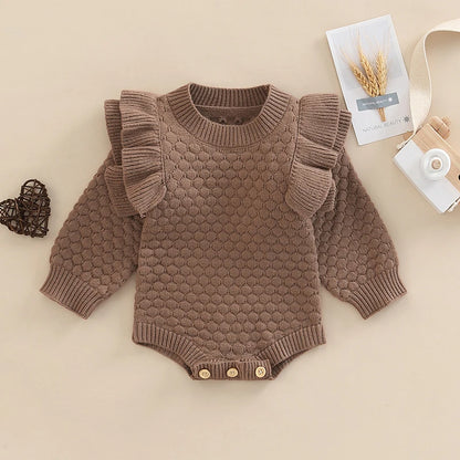 Knit Ruffle Warm Long Sleeve Bodysuit