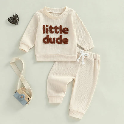 Sweatshirt with Elastic Waist Solid Pants Set
