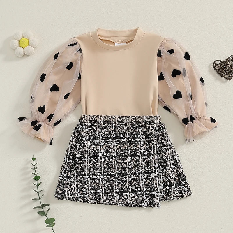 Long Sleeve Tops and Plaid Mini Skirts